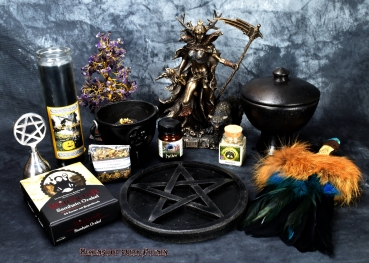 Hexenshop Dark Phönix Ritualglocke silberfarben mit großem Pentagramm